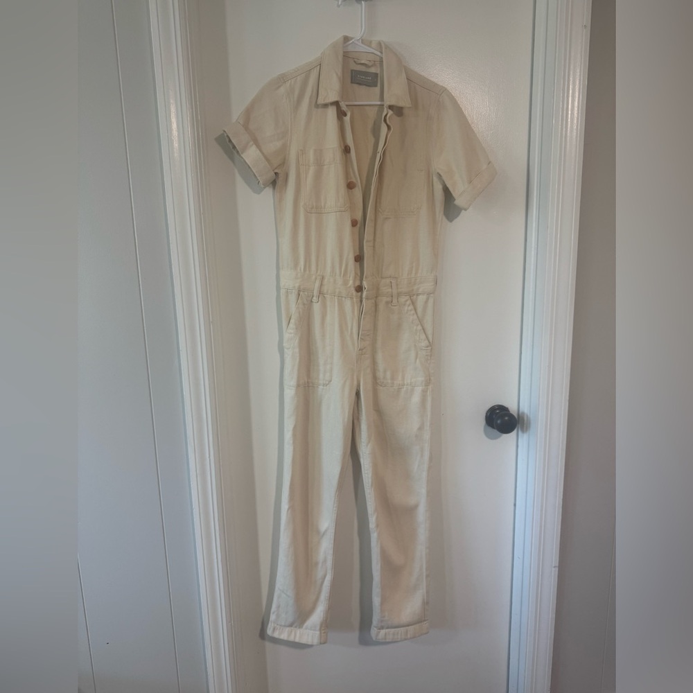 Cream Short Sleeve Jumpsuit